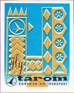 Etichetă reclamă TAROM România comunistă