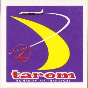 Etichetă reclamă TAROM România comunistă