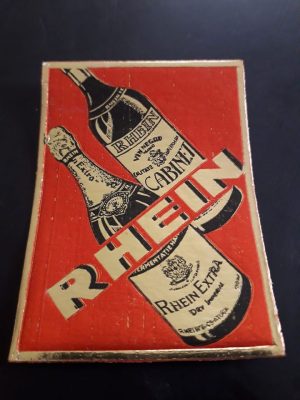 Etichetă interbelică reclamă șampanie și vinuri Rhein