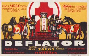 Reclamă medicament Farmacia Sarga Gyula, Timișoara, anii 1930