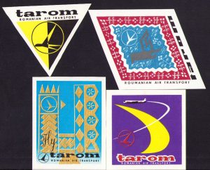 Lot 4 etichete TAROM România comunistă