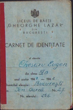 Carnet de identitate de elev, 1942, Liceul Gheorghe Lazăr București