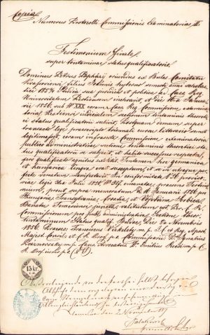 Testimonium finale, 1857, Petru Paphazi, copie autentificată de epocă, în limba latină