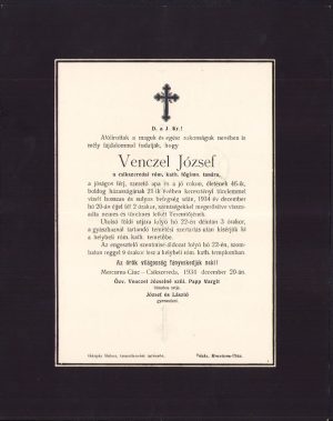 Ferpar Venczel Jozsef, învățător liceu Miercurea-Ciuc, 1934