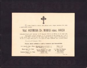 Ferpar Hermina, născută Haica, soția dr Aurel Maniu, 1912, Arad