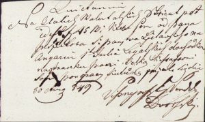 Chitanță olografă, 1849, în limba slovacă