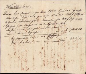Act olograf, 1835, în limba latină, filigran cu stema Ungariei