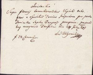 Chitanță olografă, 1849, în limba latină