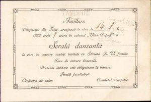 Viligiatorii din Teiuș invitare la serată dansantă, 1932