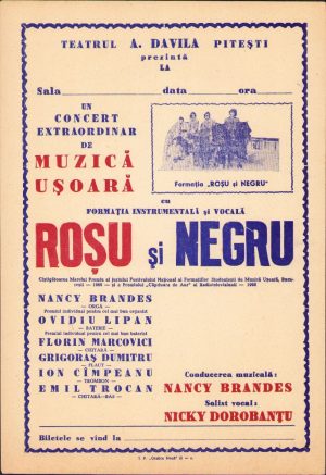 Afiș Pitești concert Roșu și Negru, România comunistă