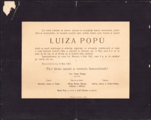 Ferpar Luiza Pop, soție protopop greco-catolic Ioan Pop, Hunedoara, 1921