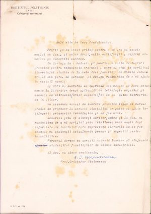 Semnătură olografă profesor Cristofor Simionescu, Iași