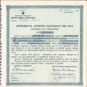 Titlu provizoriu Împrumutul Apărării Naționale din 1944, Bocșa Montană