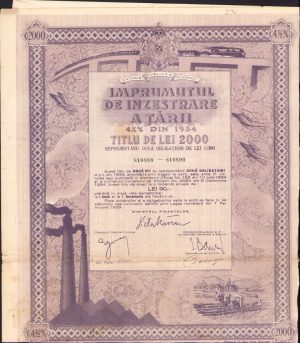 Împrumutul de înzestrare a țării din 1934 titlu de 2000 lei