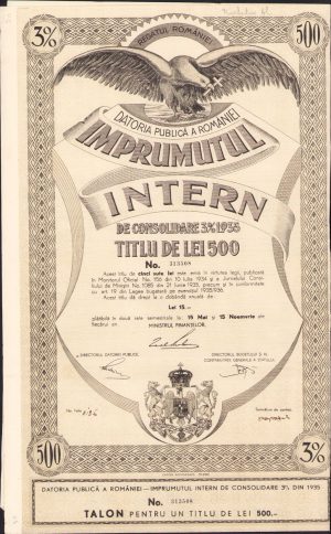 Împrumutul intern de consolidare 1935 titlu de 500 lei