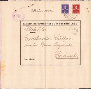 Manșetă publicație Camera de Comerț și de Industrie Lugoj, 1944