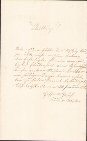 Chitanță, 1878, Dumbrăveni, județul Sibiu, în limba germană