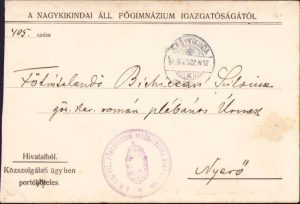 Corespondență preot Silviu Bichicean, Nerău, județul Timiș, Banat, 1918
