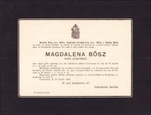 Ferpar Magdalena Bosz, mare proprietară în Caransebeș, 1940