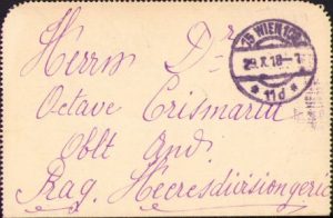 Scrisoare adresată lui Octavian Crîșmariu, octombrie 1918, Viena