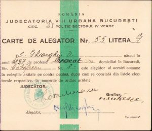 Carte de alegător, România, perioada interbelică