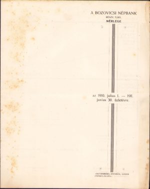 Convocare Adunarea generală Banca Poporală Bozovici, 1910