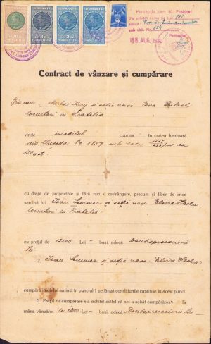 Contract vânzare-cumpărare, 1930, Fratelia, Chișoda, județul Timiș
