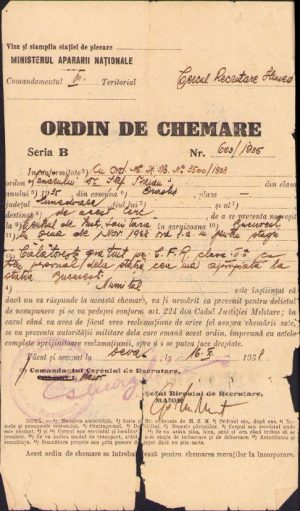 Ordin de chemare, 1935, Deva