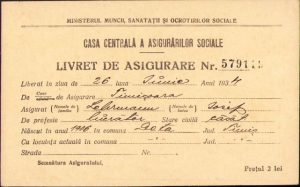 Livret de asigurare, 1934, Timișoara
