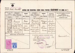 Extras registru stare civilă, 1938, Morițfeld