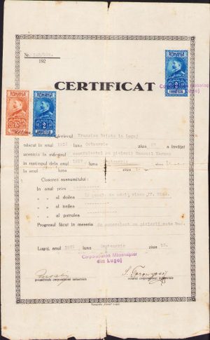 Certificat ucenic comerciant pielărie, 1922, Lugoj