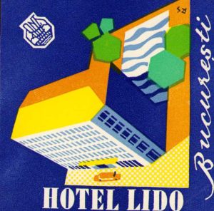 Etichetă reclamă Hotel Lido București ONT Carpați România comunistă