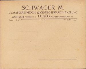 Plic cu antetul magazinului universal Schwager M., Lugoj, ante 1918, austro-ungar