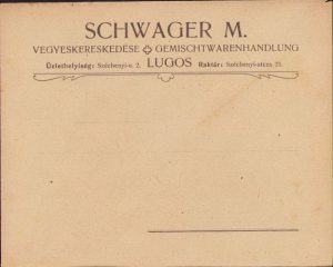 Plic cu antetul magazinului universal Schwager M., Lugoj, ante 1918, austro-ungar