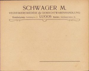 Plic cu antetul magazinului universal Schwager M., Lugoj, ante 1918, austro-ungar