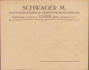 Plic cu antetul magazinului universal Schwager M., Lugoj, ante 1918, austro-ungar