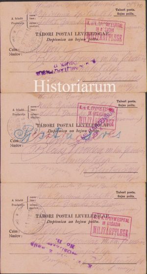 Lot 3 cărți poștale militare austro-ungare expediate la Poiana Mărului