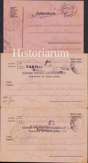 Lot 3 cărți poștale militare austro-ungare expediate la Poiana Mărului