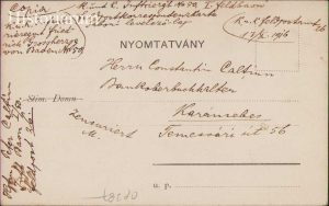 Copie de epocă carte poștală a lui Petru Călțun, ofițer în Regimentul 50 Infanterie austro-ungară, 1916