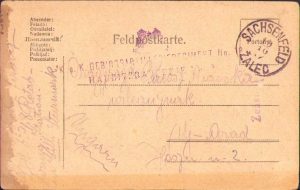 Carte poștală militară austro-ungară, 1917, cu ștampila Gebirgsartillerieregiment 18, circulată la Arad