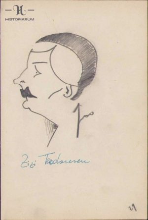 Zizi Teodorescu, Miss România 1930, caricatură de Geo Dumitrescu, sfârșitul anilor 1930 - începutul anilor 1940, semnată