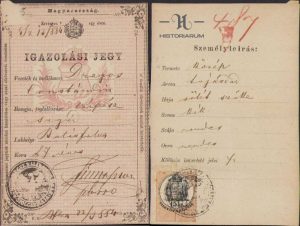 Bilet de identitate al unui ajutor român de pantofar, Blaj, 1884