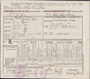 Adeverință de studii, 1935, Școala primară particulară confesională romano-catolică Cluj