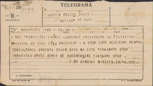 Telegramă Sabin Manuilă către Lucian Bolcaș, 1938