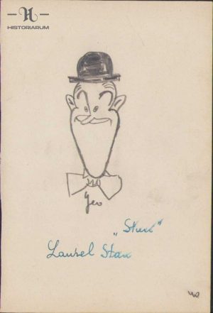 Caricatura Stan Laurel, anii 1930, Geo Dumitrescu, semnată