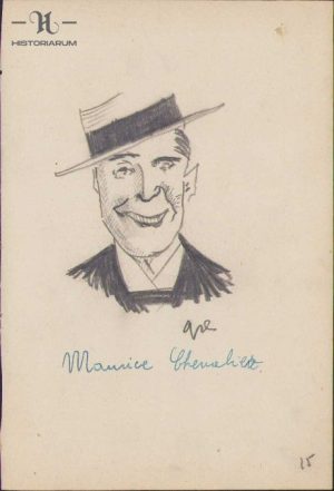Caricatura Maurice Chevalier, anii 1930, Geo Dumitrescu, semnată