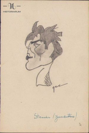 Caricatura fotbalist Stanciu, Juventus, anii 1930, Geo Dumitrescu, semnată