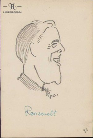 Caricatura Roosevelt, anii 1930, Geo Dumitrescu, semnată