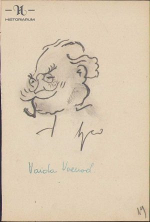 Caricatură  Alexandru Vaida-Voevod, anii 1930, Geo Dumitrescu, semnată