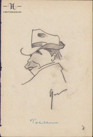 Caricatură Vasile Toneanu, anii 1930, Geo Dumitrescu, semnată
